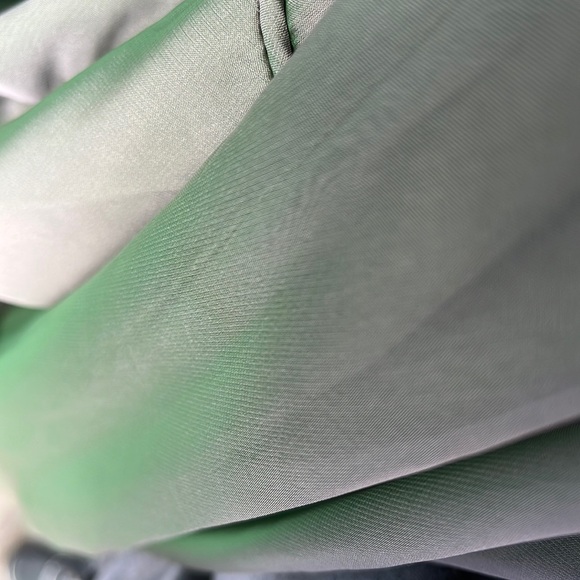 Mac Duggal SHEER BLOUSON SLEEVE SURPLICE GOWN Sage 67873 - Picture 5 of 17